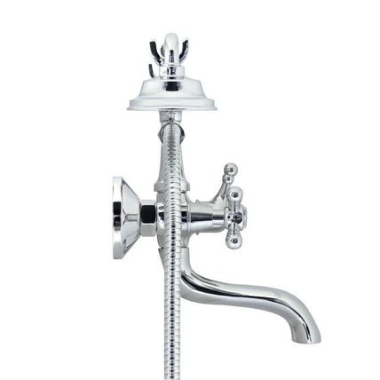 MODONA Shower Faucet 6" 2-Handle Tub Porcelain Hand Shower Polished Chrome