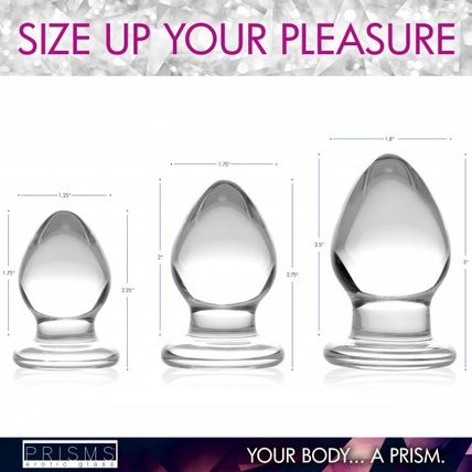 Triplets 3 Piece Glass Anal Plug Kit Prisms Erotic Butt Ass Plugs Prisms Erotic