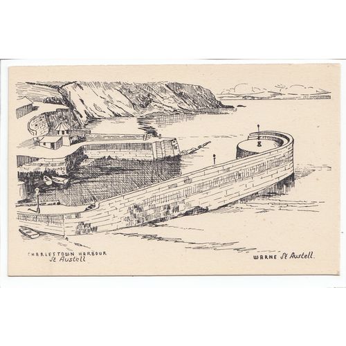 Charlestown Harbour St Austell Cornwall Sketch Postcard