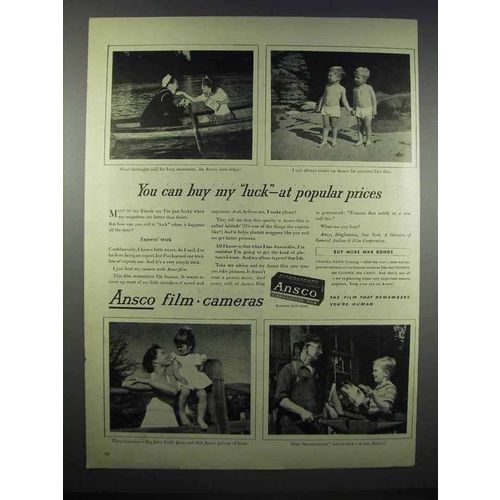 1944 Ansco Film Ad - You Can Buy My Luck