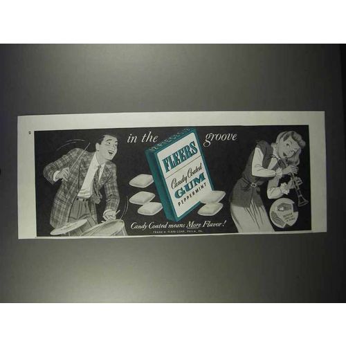 1947 Fleers Candy Coated Peppermint Gum Ad - In Groove
