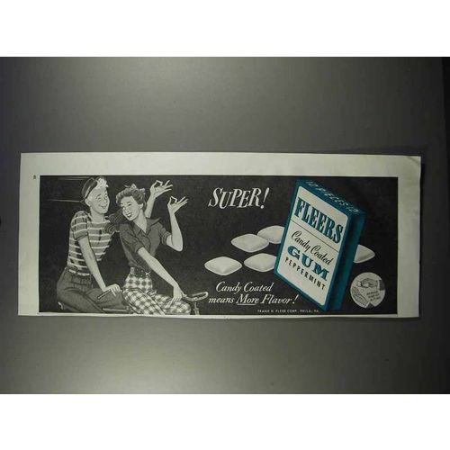 1947 Fleers Candy Coated Peppermint Gum Ad - Super!