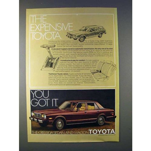 1978 Toyota Cressida Sedan Car Ad - Expensive!