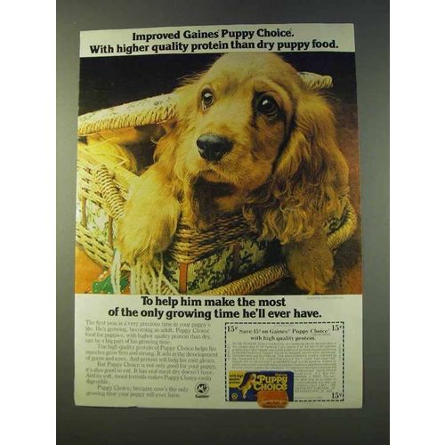 1979 Gaines Puppy Choice Dog Food Ad - Improved