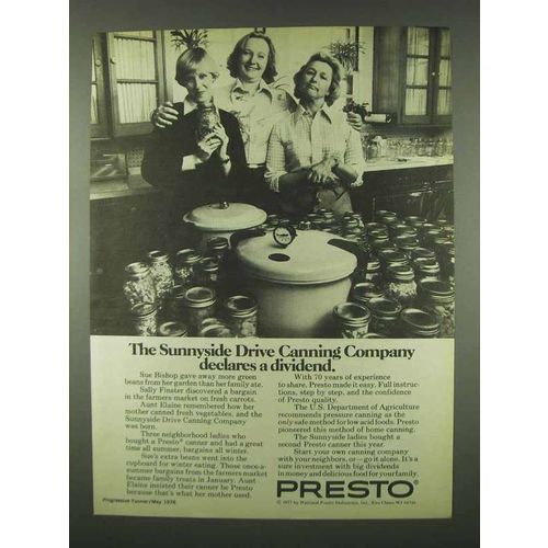 1978 Presto Pressure Canner Ad - Sunnyside Drive