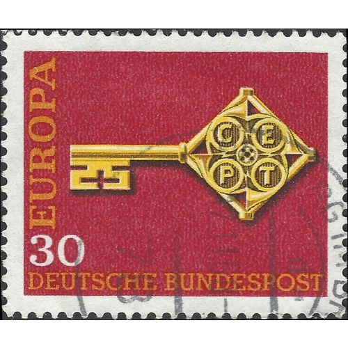 GERMANY, Europa, CEPT, Key, red 1968, 30pf, #4
