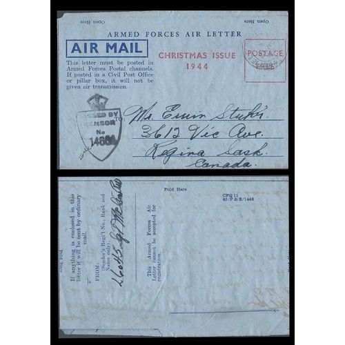 Canada Air Mail ARMED Forces Special Form "CHRISTMAS ISSUE 1944" RARE CENSORED