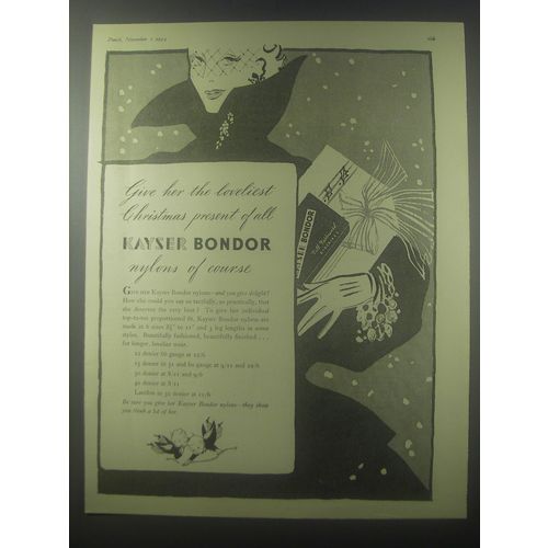 1954 Kayser Bonder Nylons Ad - Give her the loveliest Christmas present of all