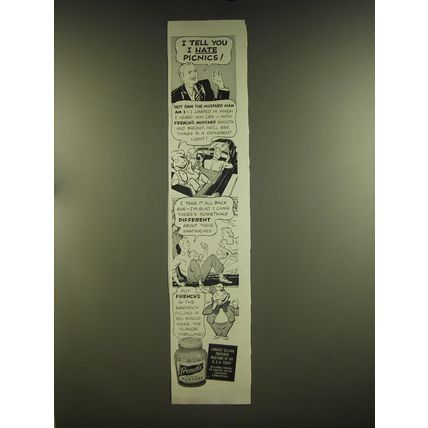 1939 French's Mustard Ad - I tell you I hate picnics