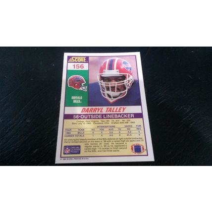 1990 Score Football Card # 156 Darryl Talley Excellent-Mint (6) Buffalo Bills