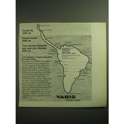 1974 Varig Airline Ad - Come fly with us.