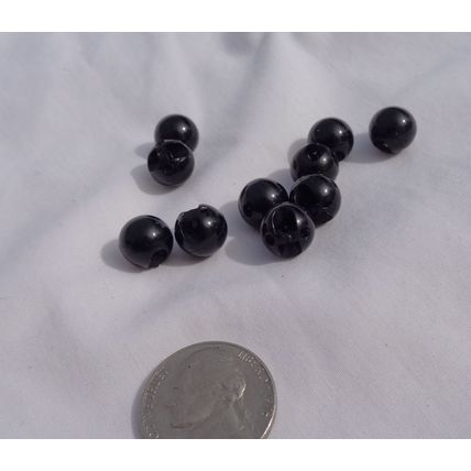 UU10 10 Black Round Pearl Buttons 10mm Resin 3/8 Inch Crafting Sewing