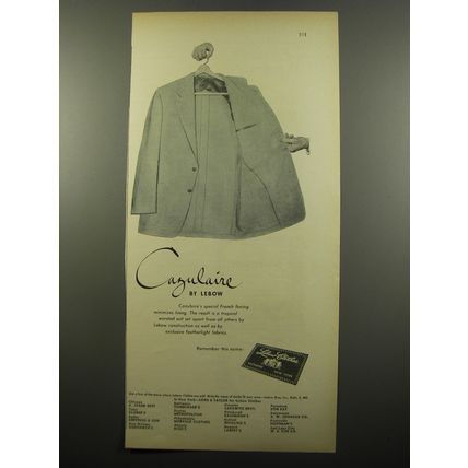 1950 Lebow Cazulaire Suit Advertisement