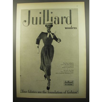 1950 Juilliard Woolens Park East Dress by Molly Parnis at De Pinna Advertisement