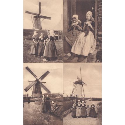 Schatsenrijden Molenzicht Molenzicht Breiende Meisjes 4x Dutch Crafts Postcard s