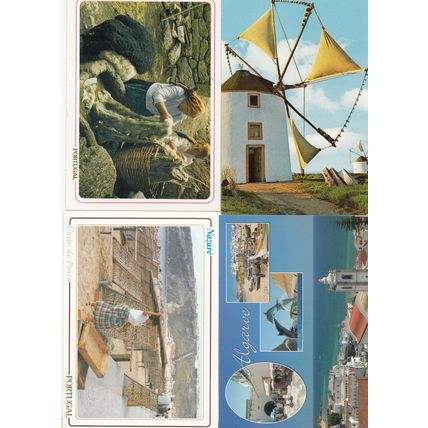 Portugal Portuguese House Windmill & Crafts Dolphin 4x Postcard