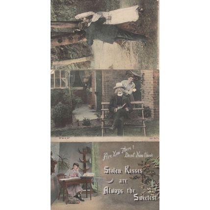 Hide & Seek Kissing Party Game 3x Antique Postcard s