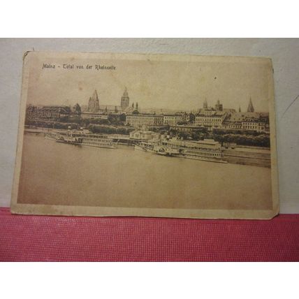 TOTAL VON DER RHEINSEITE, MAINZ, GERMANY unused antique postcard ships /