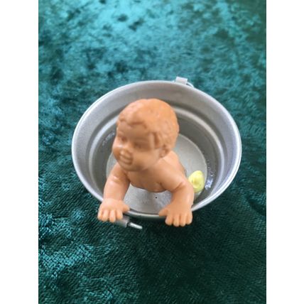Baby Climbing out of a Tin Bath 1:12th Dolls House Miniature