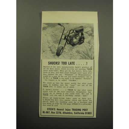 1967 Steen's Taco Mini-Bike Ad - Shucks! Too Late