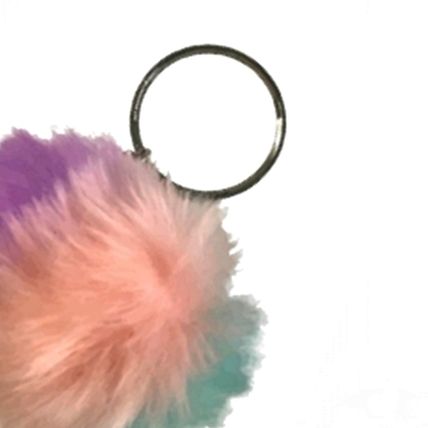 GoGoPo Pastel Colour Large Fluffy Fur Keyring Key Ring Bag Charm Charms K44