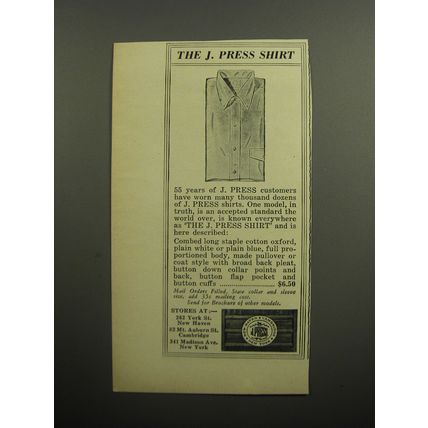 1957 J. Press Shirts Advertisement