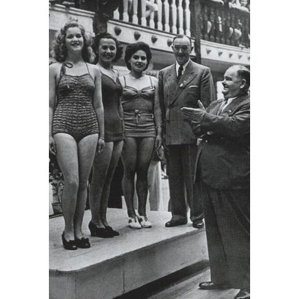 Laurel & Hardy At Butlins Skegness Beauty Queen Parade 1940s Photo Postcard