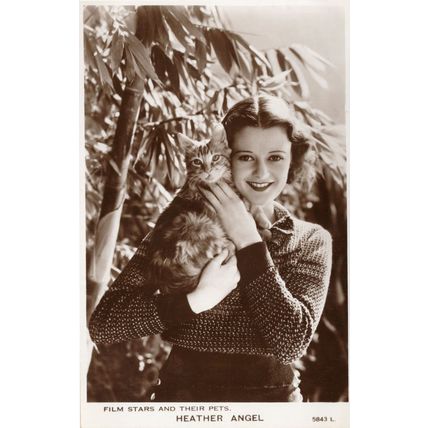Heather Angel Film Stars & Their Pets Rare Valentines Postcard