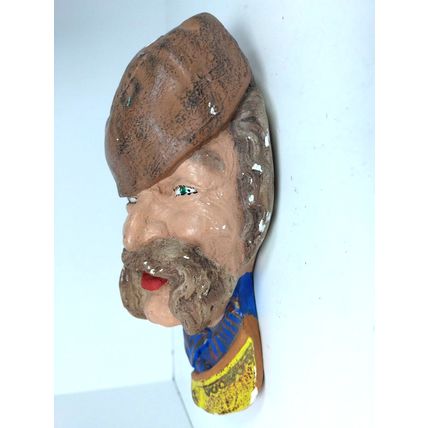 Montenegrin Man Chalkware Head Wall Plaque/ Bossons Type - Kurdish - FAST SHIP!