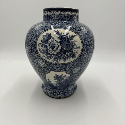 Antique BLUE & WHITE VASE FLAMAND DECOR VILLEROY & BOCH Floral 9”