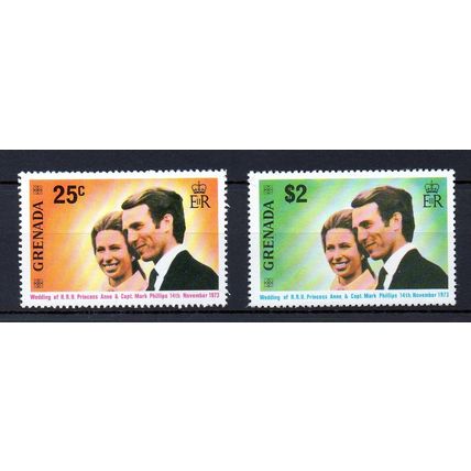 Grenada 1973 Royal Wedding MNH set S.G. 582-583