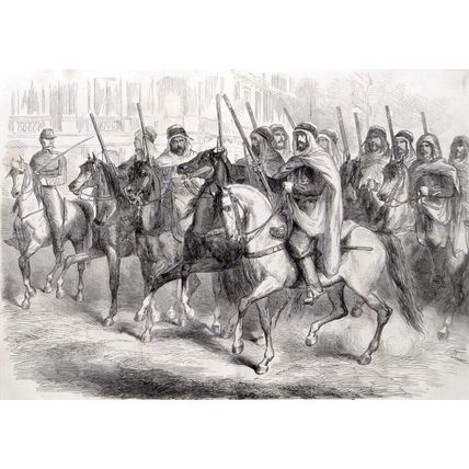 ALGERIAN SPAHIS IN PARIS 1863 Mason Jackson - Jean-Adolphe Beaucé ENGRAVING