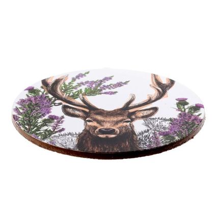 Wild Stag Coasters Set of 4 Lamanted Round Coasters Gift Home Decor Comes Boxed