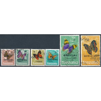 Butterflies optd Official: 6 Values - Tanzania 1973 - F H