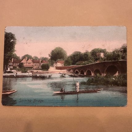 1905 SONNING BRIDGE - VINTAGE BERKSHIRE POSTCARD FRITH STAMP DATED GC