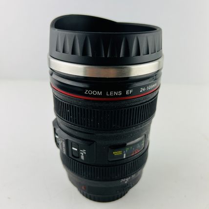 Photographer Camera Lens Coffee Travel Mug With Sip Lid Stainless Steel Black