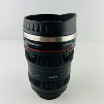 Photographer Camera Lens Coffee Travel Mug With Sip Lid Stainless Steel Black