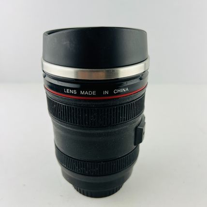 Photographer Camera Lens Coffee Travel Mug With Sip Lid Stainless Steel Black