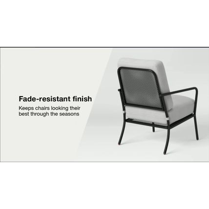 Outdoor Patio Chairs (2) w/ Double Cushions, Gray/ Black - Room Essentials™