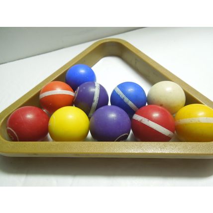 Vintage 1972 Milton Bradley Pivot Pool Tabletop Pieces 11 balls & rack