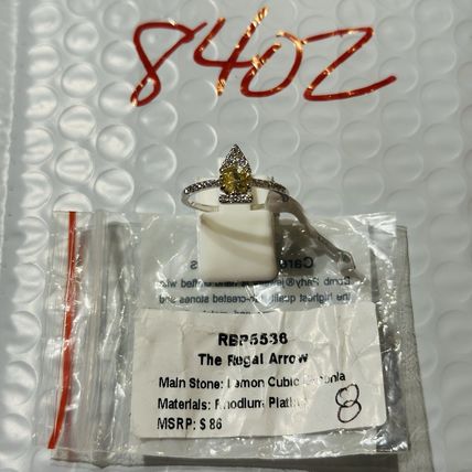 NIB Bomb Party Sz8 BP Ring RBP5536 Regal Arrow Lemon CZ Rhodium Pl