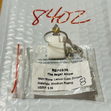 NIB Bomb Party Sz8 BP Ring RBP5536 Regal Arrow Lemon CZ Rhodium Pl