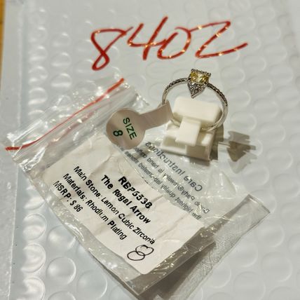 NIB Bomb Party Sz8 BP Ring RBP5536 Regal Arrow Lemon CZ Rhodium Pl