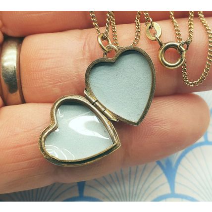 Vintage American Double 10ct Yellow Rolled Gold Heart Locket Pendant Necklace