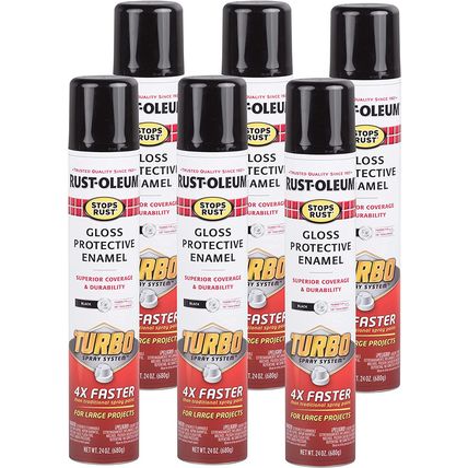 Rust-Oleum 334128-6PK Stops Rust Turbo Spray System Spray Paint, 24 Oz, Gloss Bl