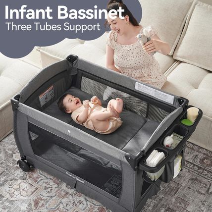 Pamo Babe Portable Playpen Foldable Playard for Baby and Toddler Mattress, Chang