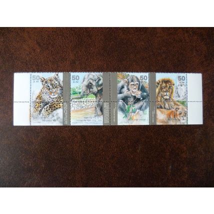 Israel 1992 Zoo Animals strip 4 mint stamps SG1177-80 Leopard Elephant Lion