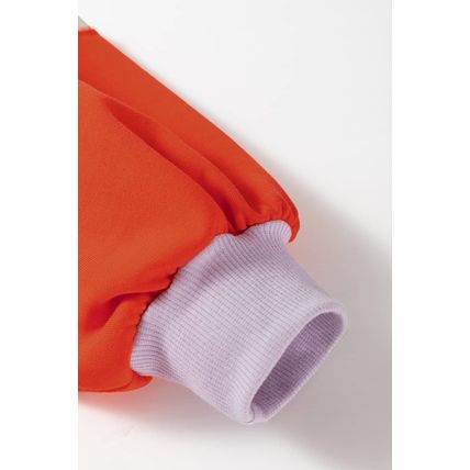 Orange Color Block Side Slits Raglan Sleeve Loose Fit Top