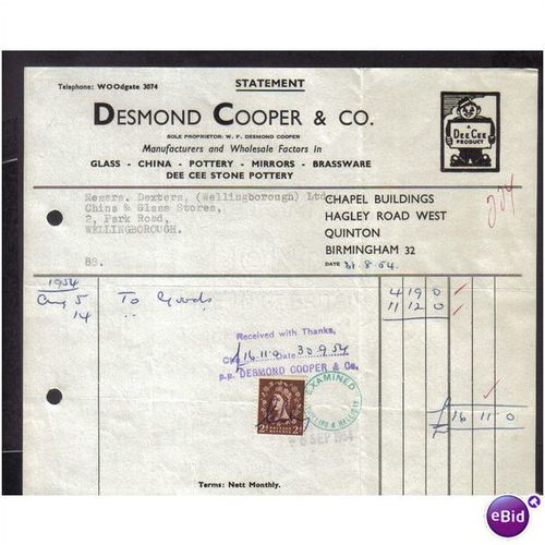 DESMOND COOPER & CO,QUINTON,BIRMINGHA M, 31/8/54