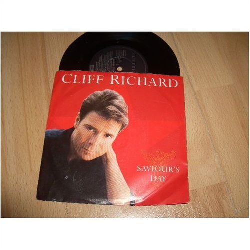 cliff richard, saviours day. 1990 7" p/s. emi , xmas 90